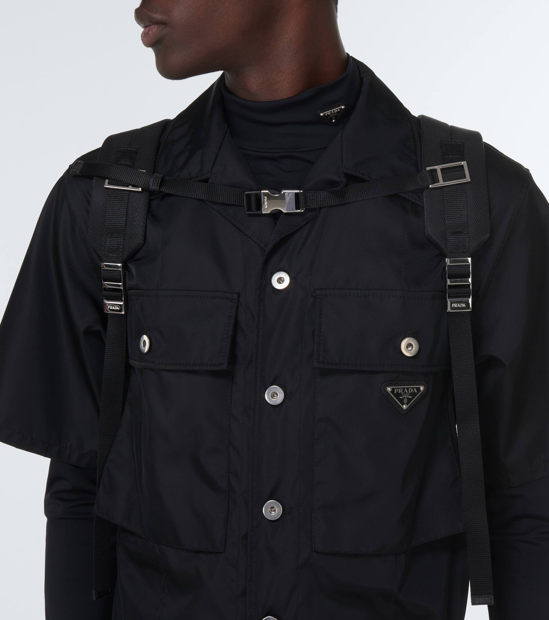 Re-Nylon leather-trimmed backpack - 3