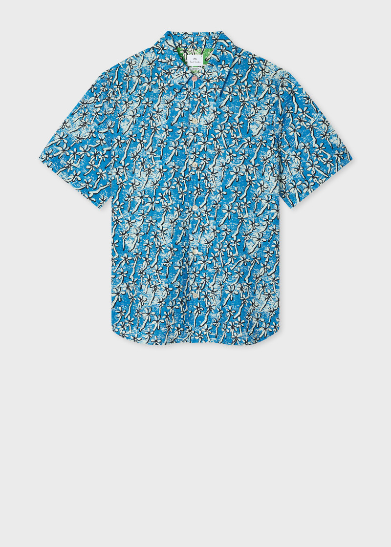 Blue 'Field Floral' Cotton Seersucker Shirt 1