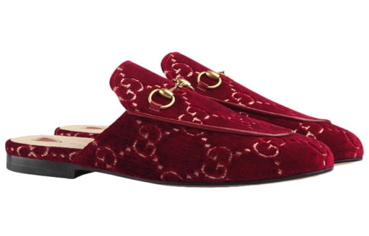 (WMNS) Gucci Princetown GG Velvet Mules 'Red' 475094-9JT20-6496 - 3