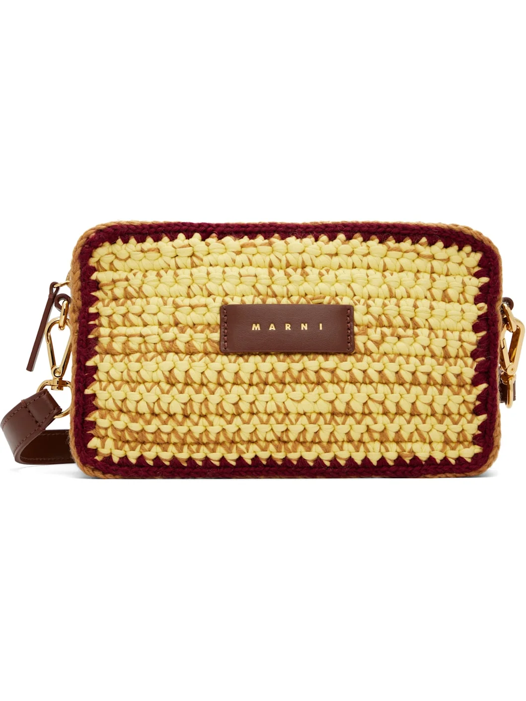 Brown & Yellow Knitted Camera Bag - 1