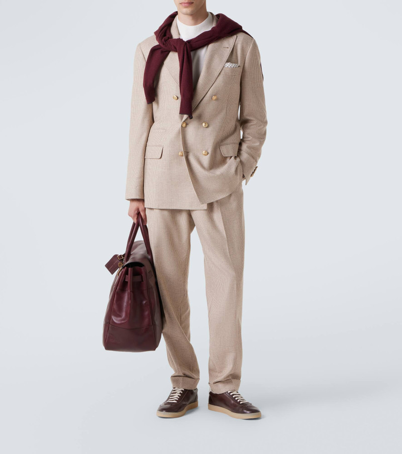 Brunello Cucinelli Houndstooth cashmere and silk suit pants outlook