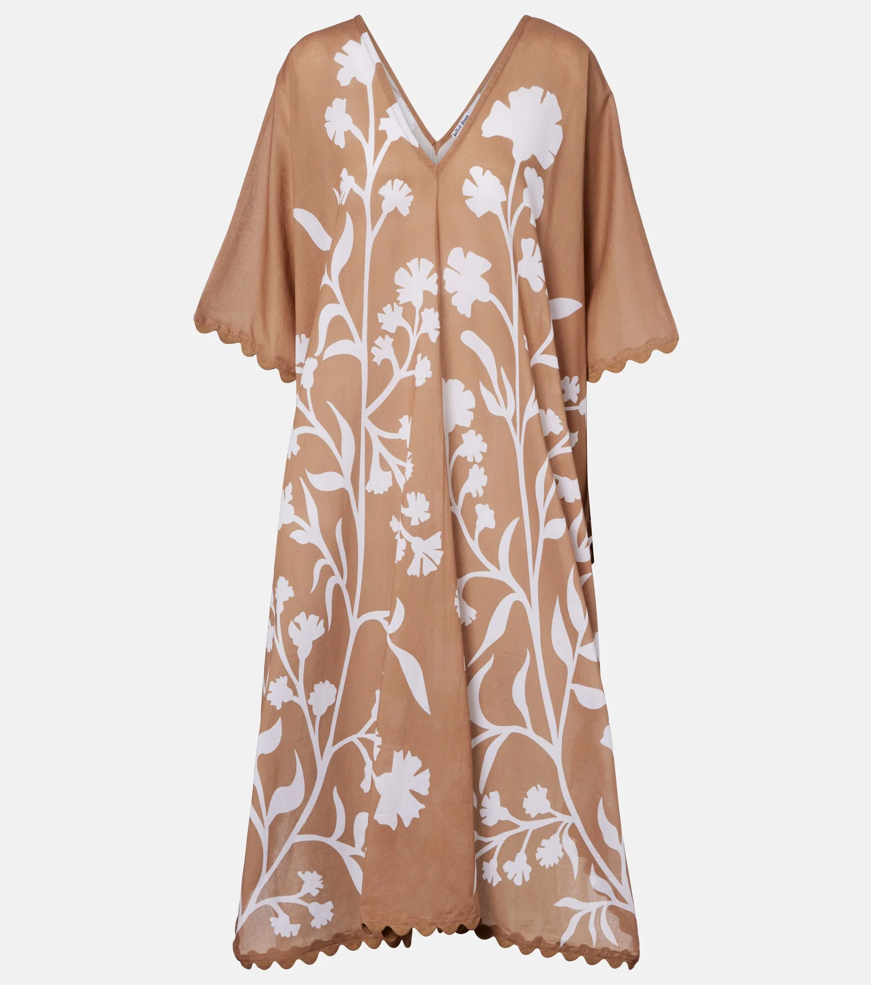 Floral scalloped cotton kaftan - 1