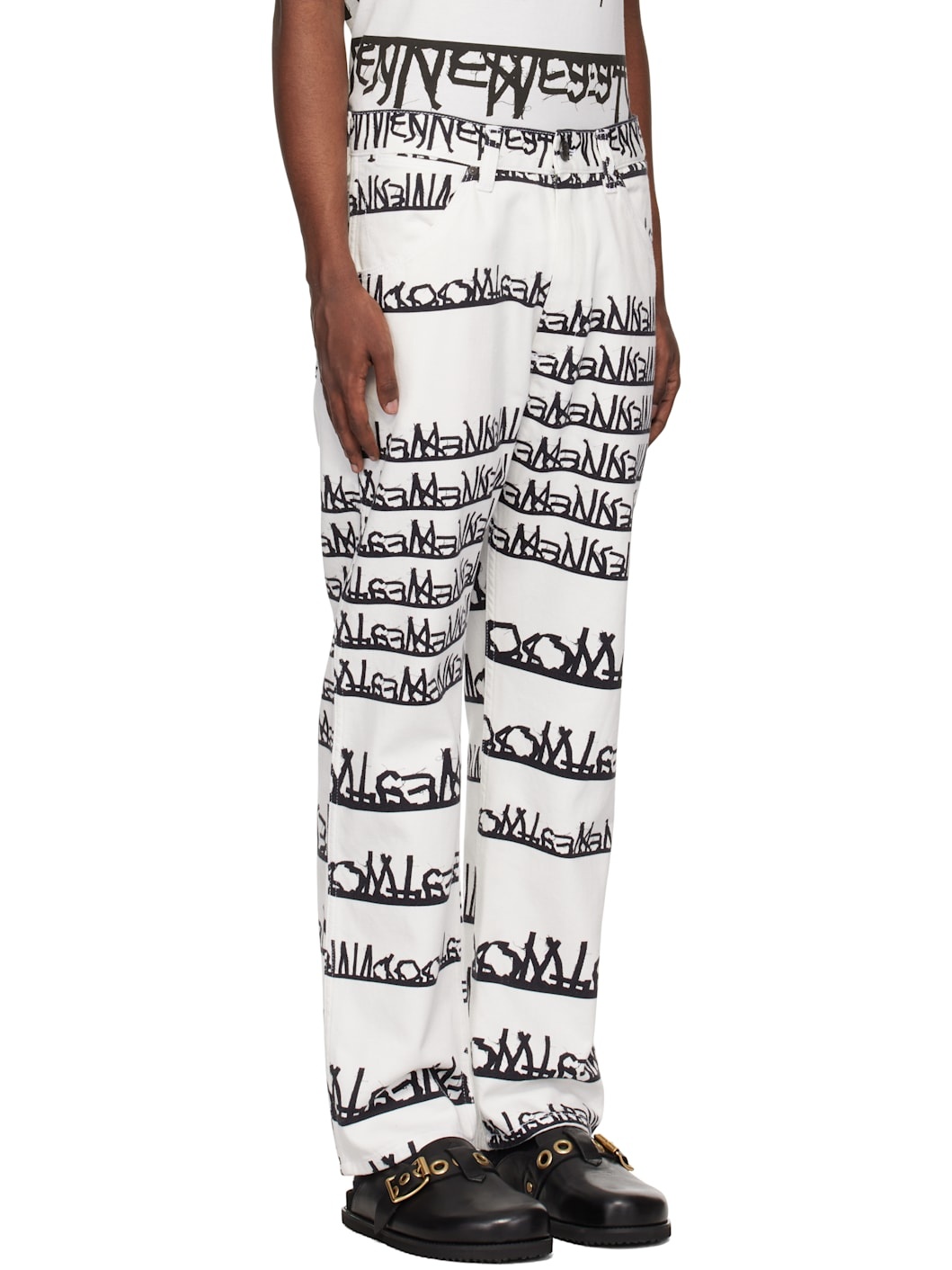 White & Black Ranch Jeans - 2
