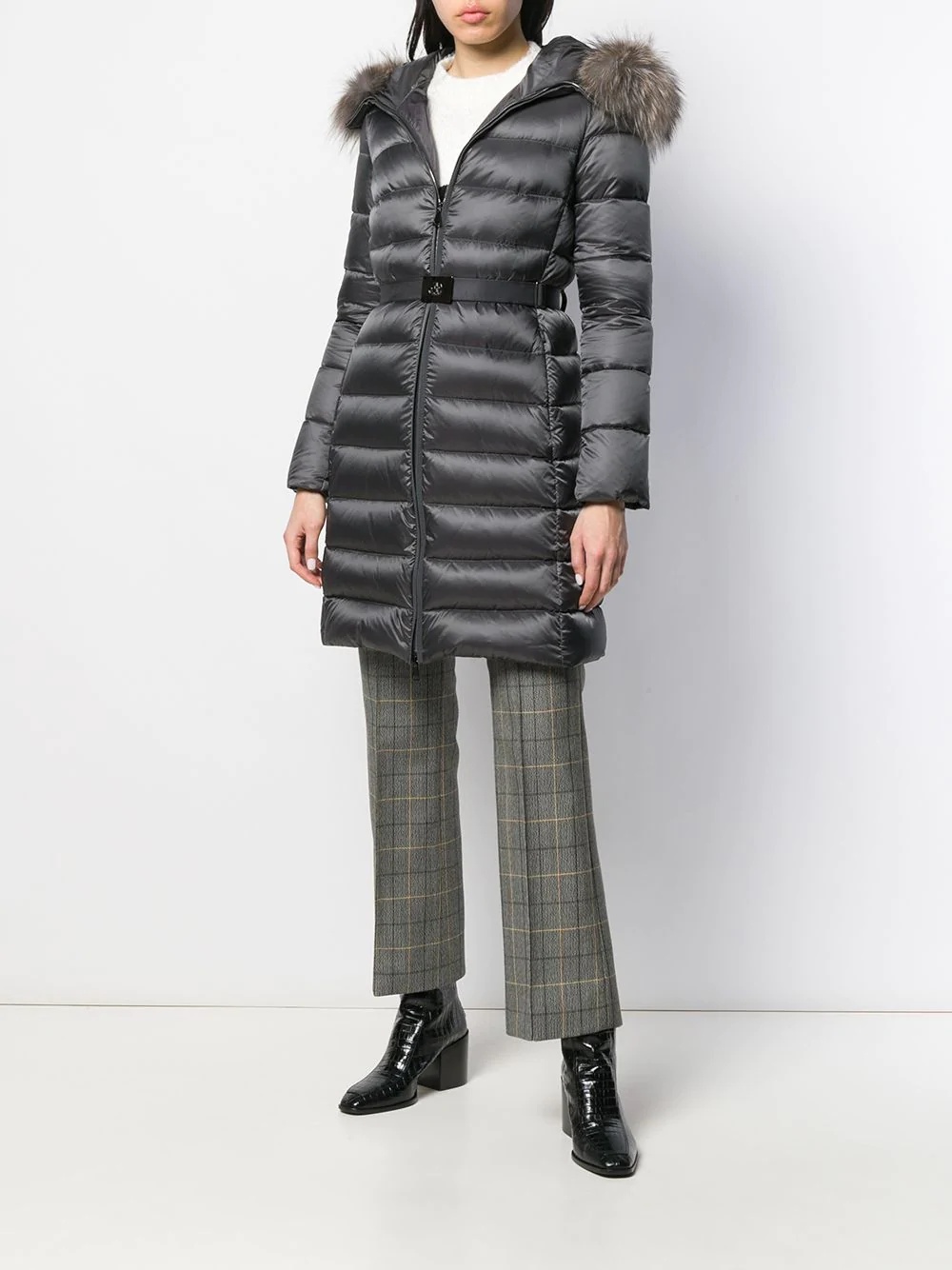 belted padded coat - 2