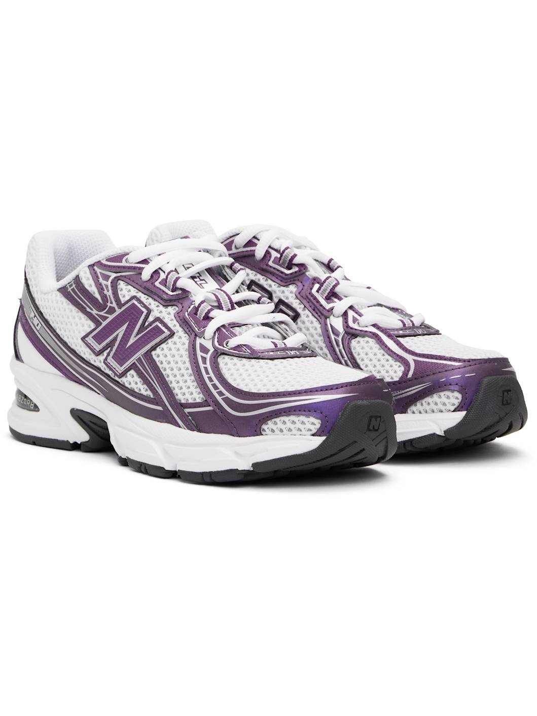 White & Purple 740 Sneakers - 4