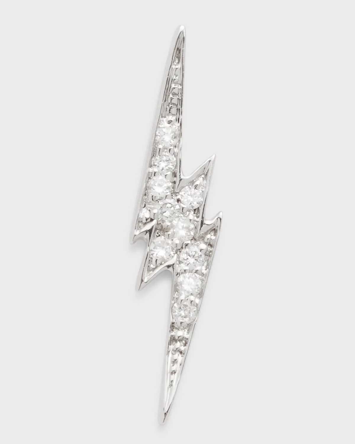 14k White Gold Diamond Lightning Bolt Stud Earring, Single - 1