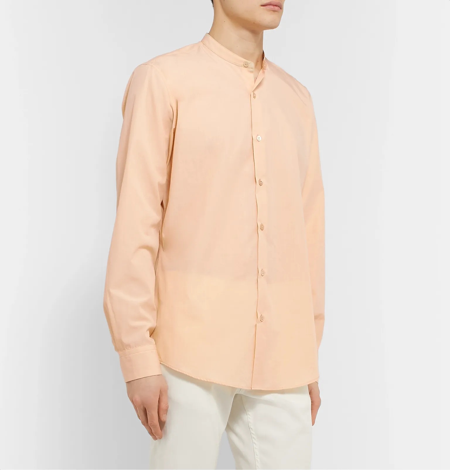 Grandad-Collar Cotton-Poplin Shirt - 4