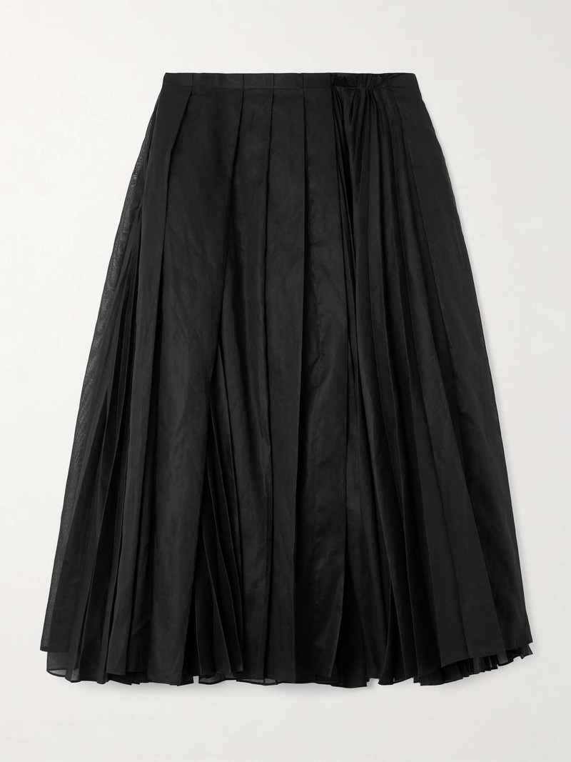 Pleated cotton-organza midi skirt 1