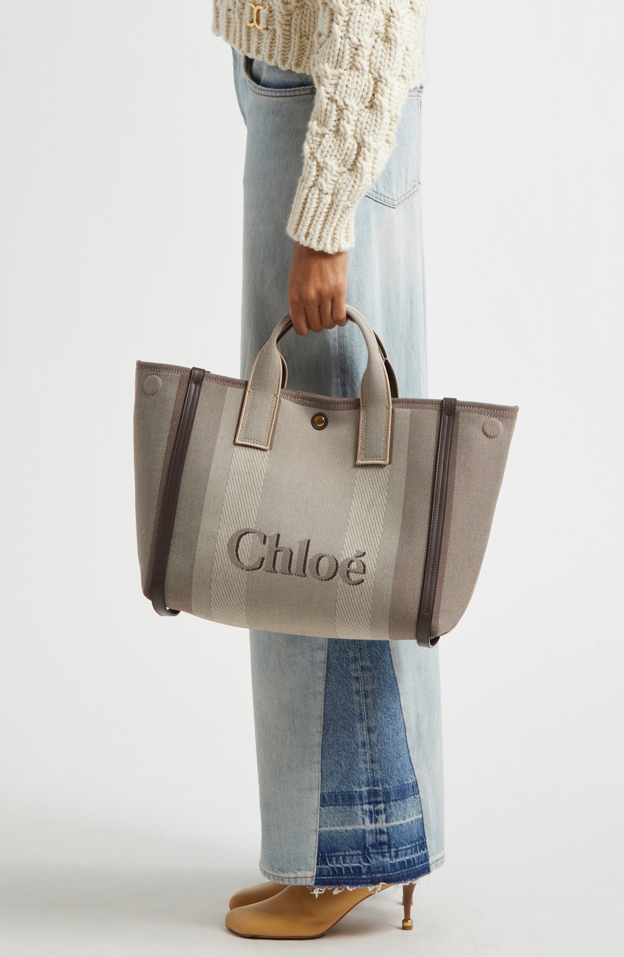 Chloé Carry Canvas Jacquard Tote in Kohl Brown at Nordstrom - 3