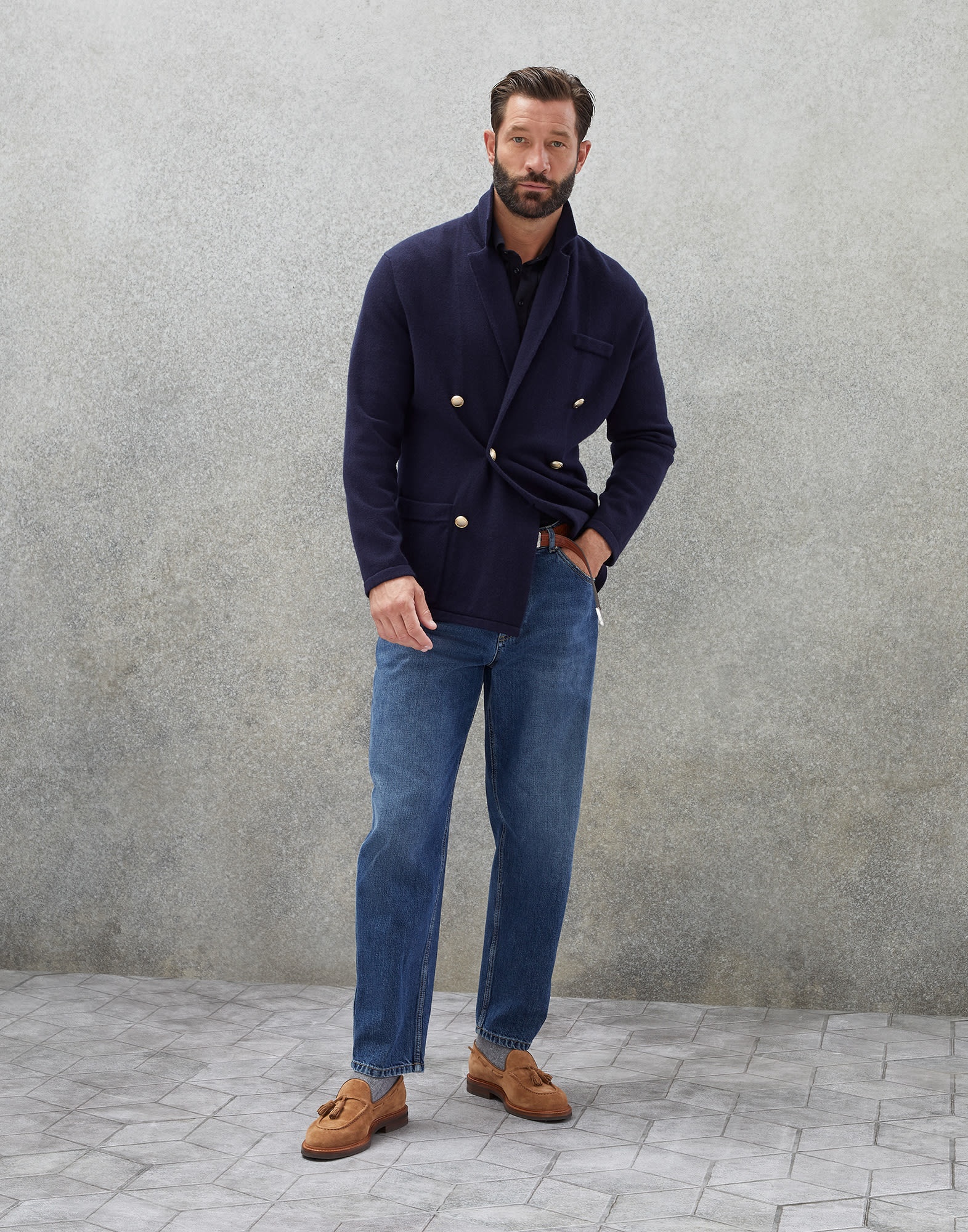 Silk and cotton jersey slim fit shirt-style collar polo with faux-layering - 5