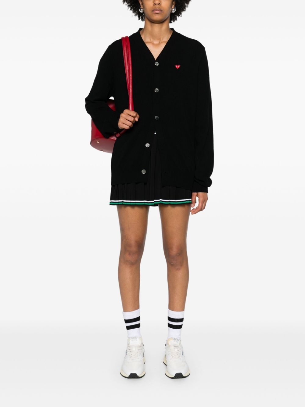 heart-patch wool cardigan - 2