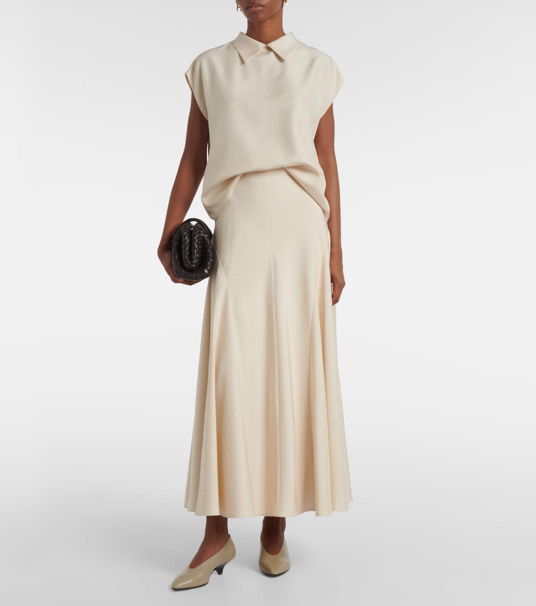 Giustina high-rise silk midi skirt - 2