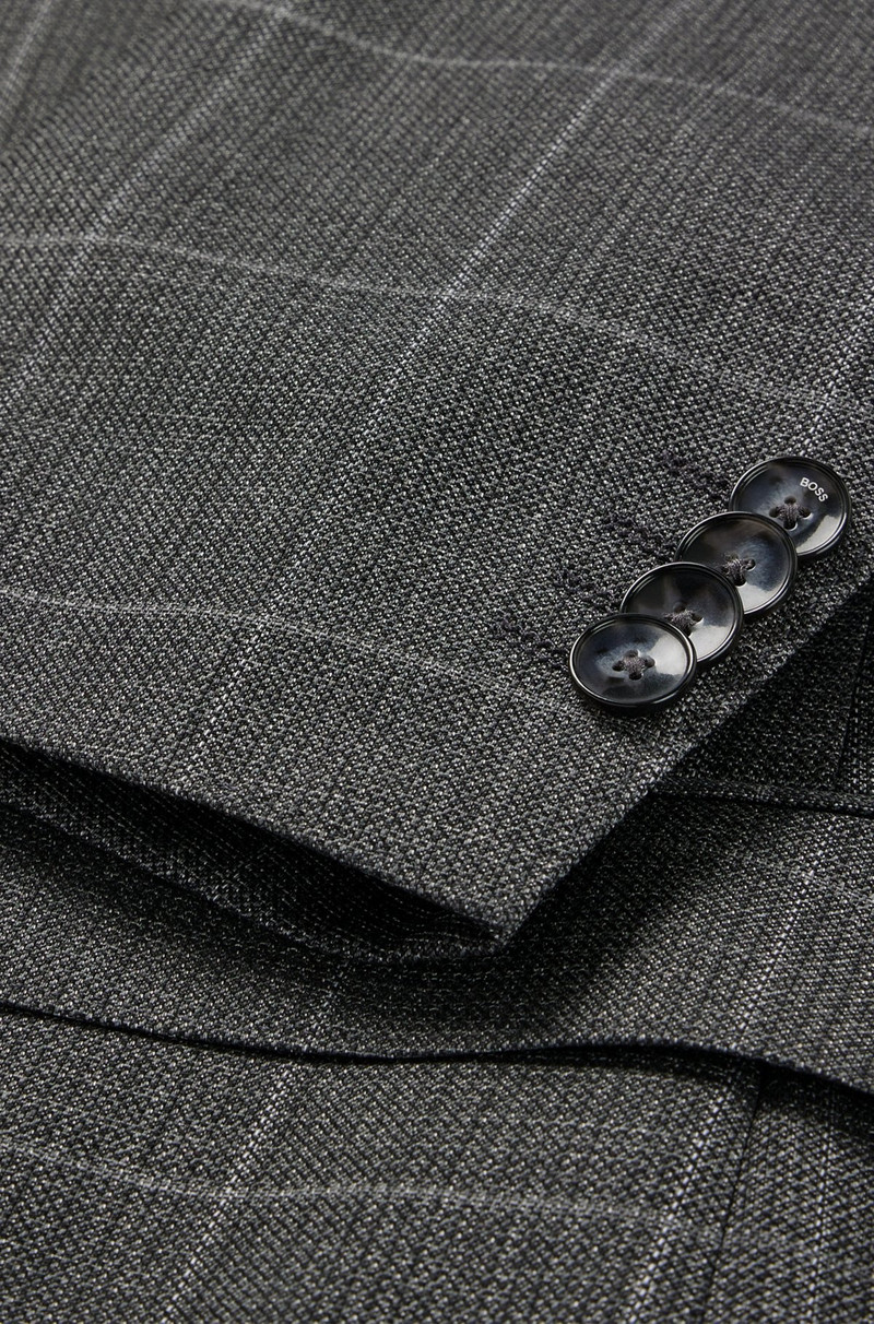 THREE-PIECE REGULAR-FIT SUIT IN CHECKED VIRGIN WOOL 10