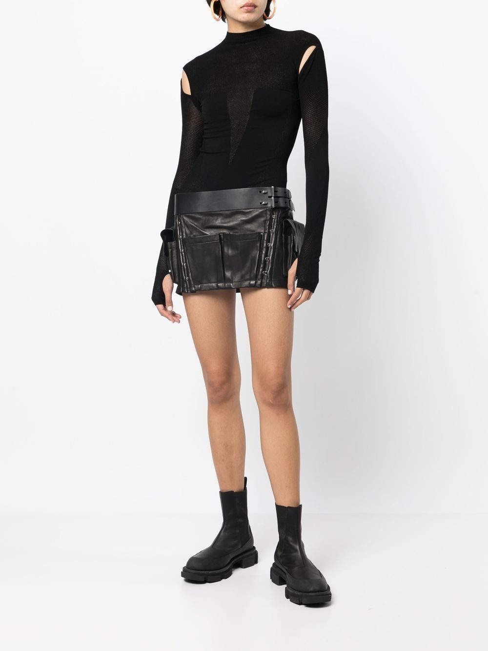 Dion Lee belted-waist mini skirt - Black