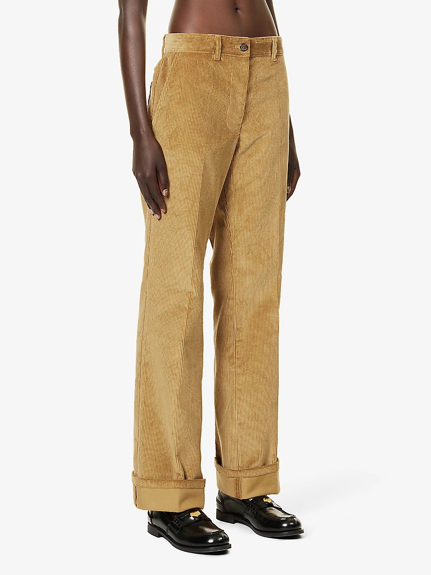 Flared-leg low-rise corduroy trousers - 3