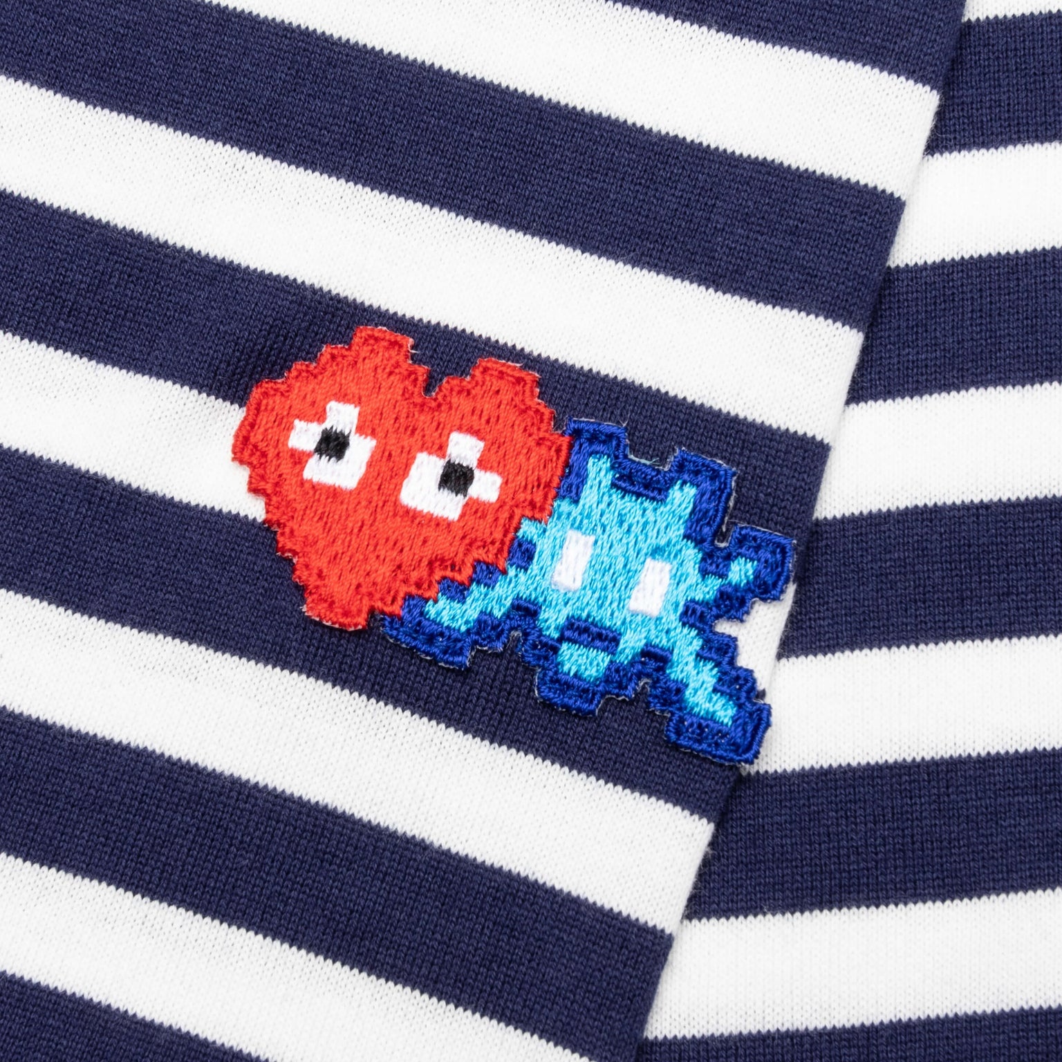 COMME DES GARCONS PLAY X THE ARTIST INVADER STRIPED L/S TEE - BLUE/WHITE - 3