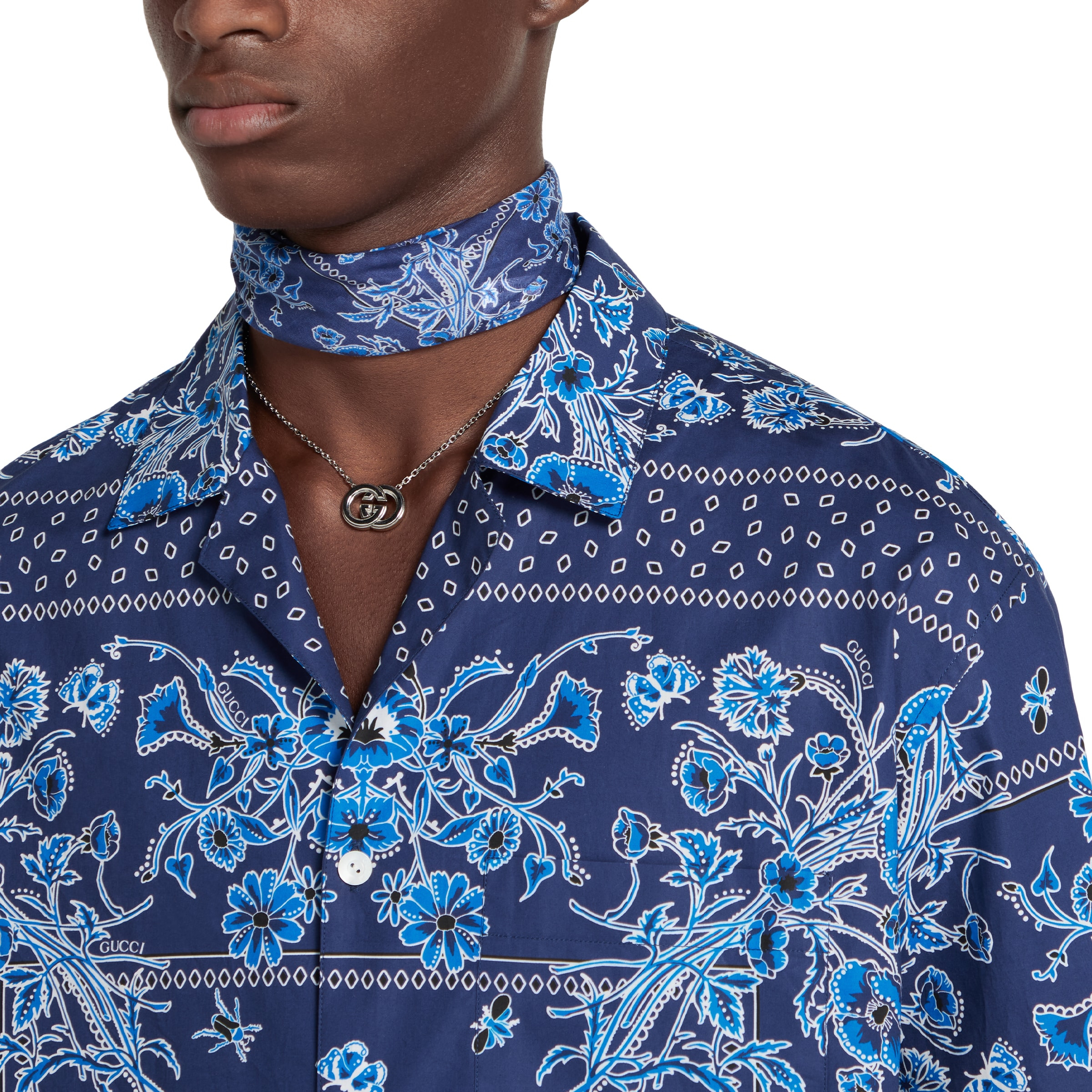 Printed cotton poplin bowling shirt - 5