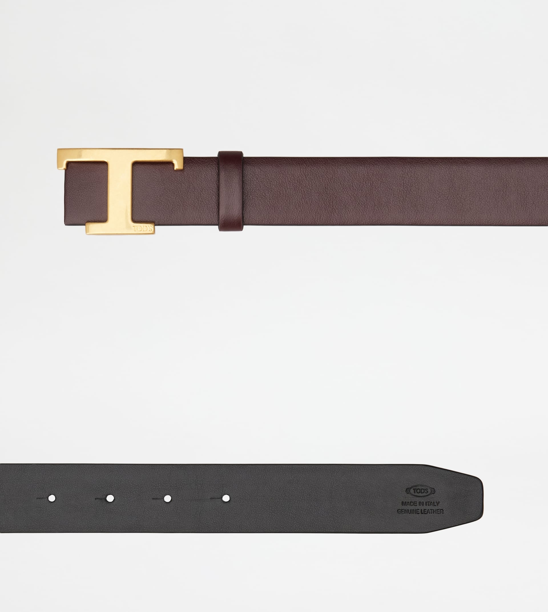 T TIMELESS REVERSIBLE BELT IN LEATHER - BURGUNDY, BLACK - 3