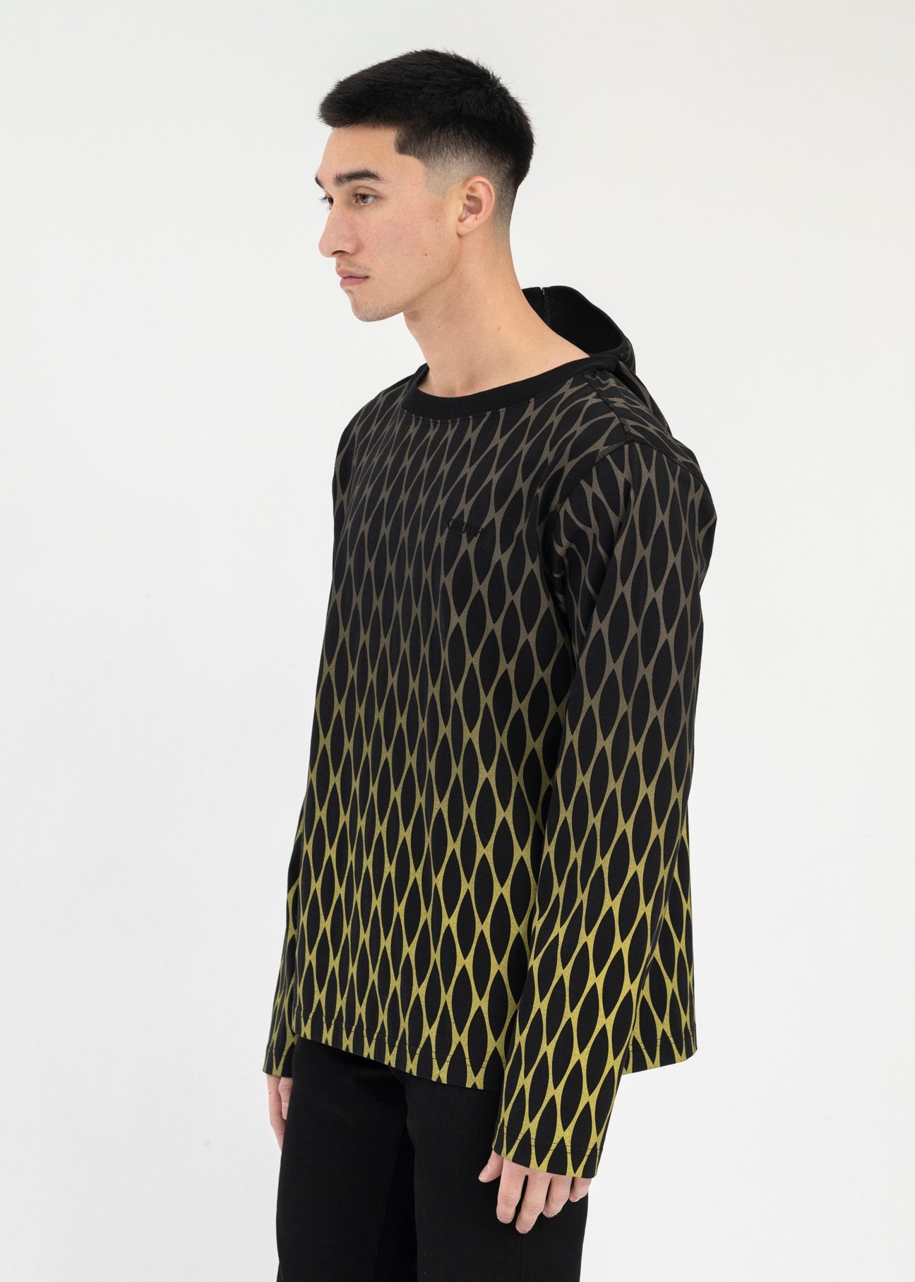 BLACK CHAIN PRINT MASK LS T-SHIRT - 4