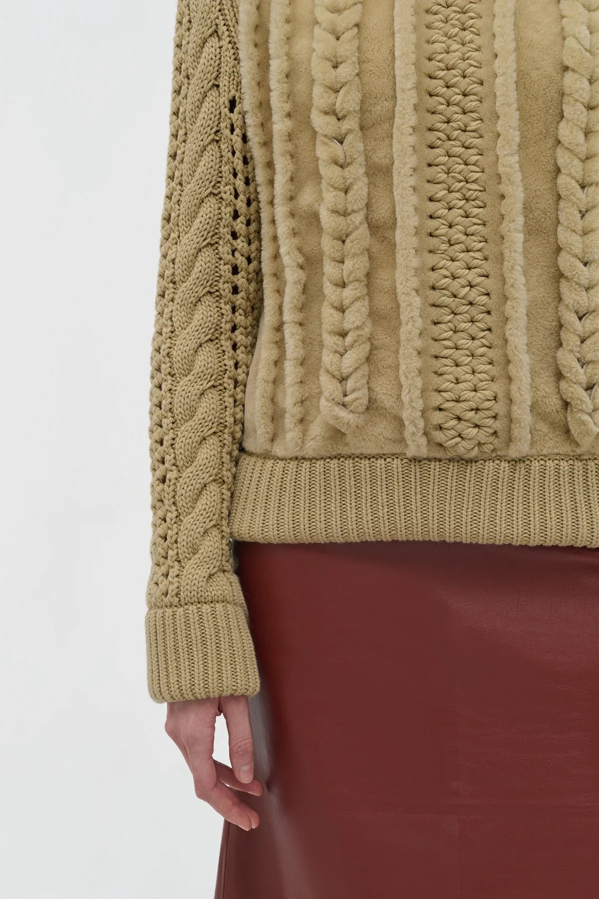 Toth Knit Pullover in Natural Cashmere & Shearling - 5