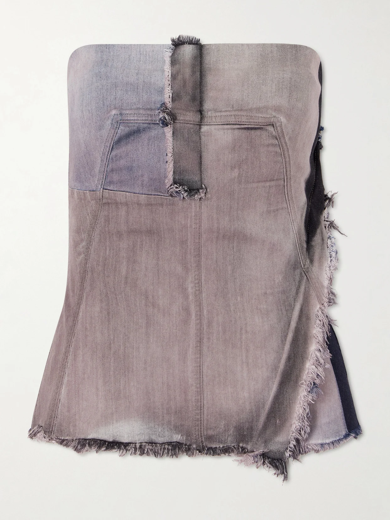 Frayed Denim Bustier Top - 1