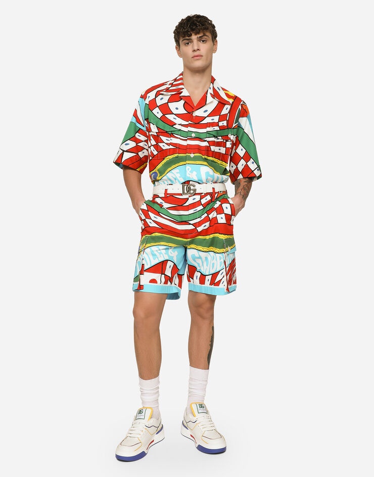 Carretto-print stretch drill cargo shorts - 5
