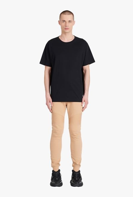 Oversized black eco-designed cotton T-shirt with white Balmain logo print - 4