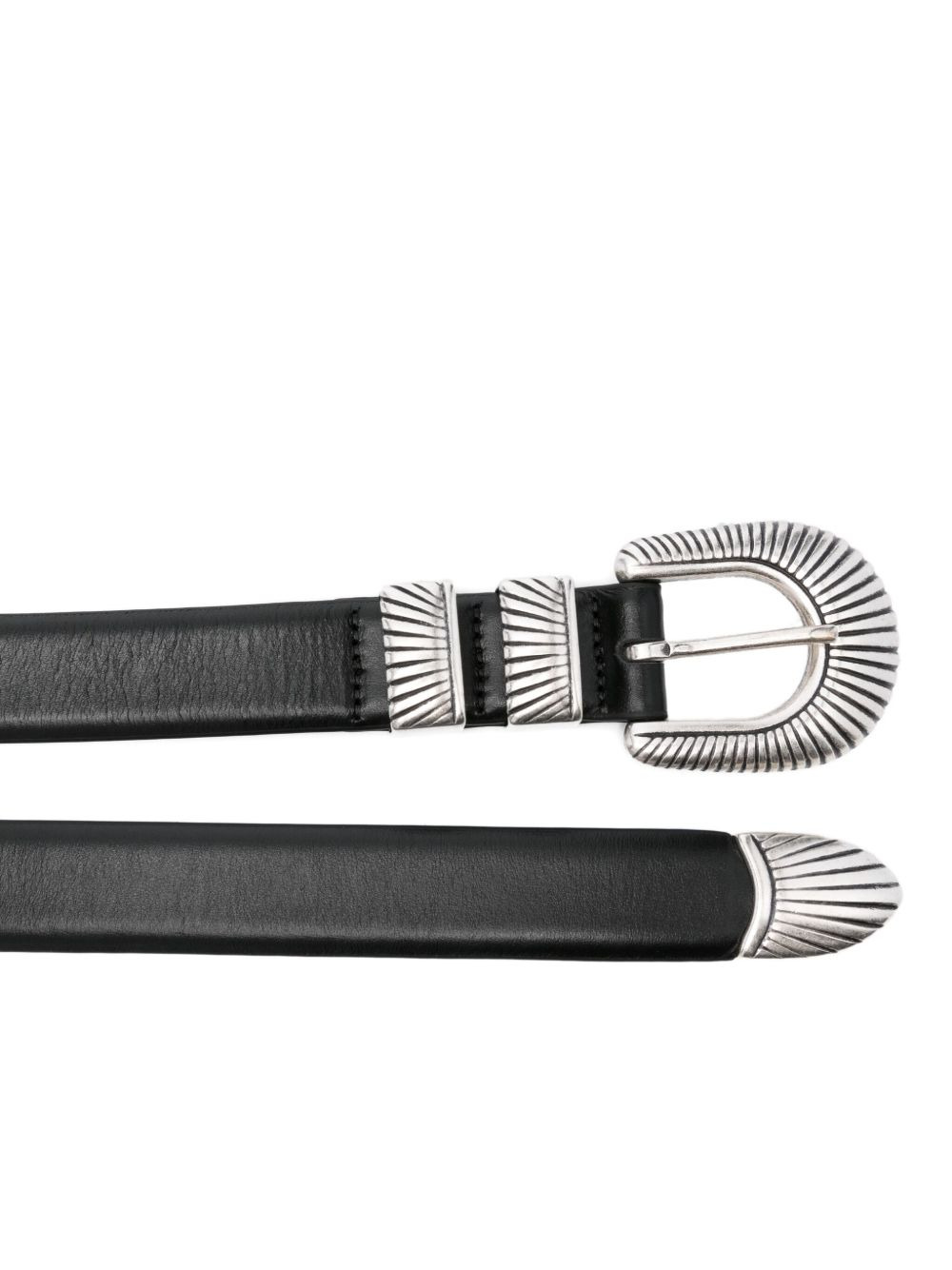 leather shell-buckle belt - 2