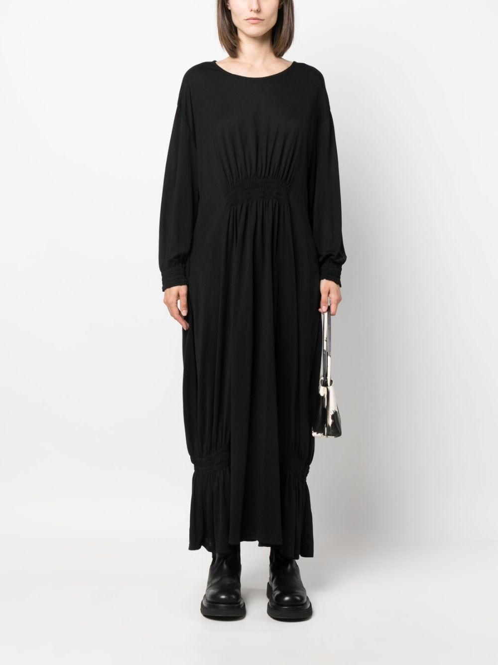 smocked-panel detail midi dress - 2