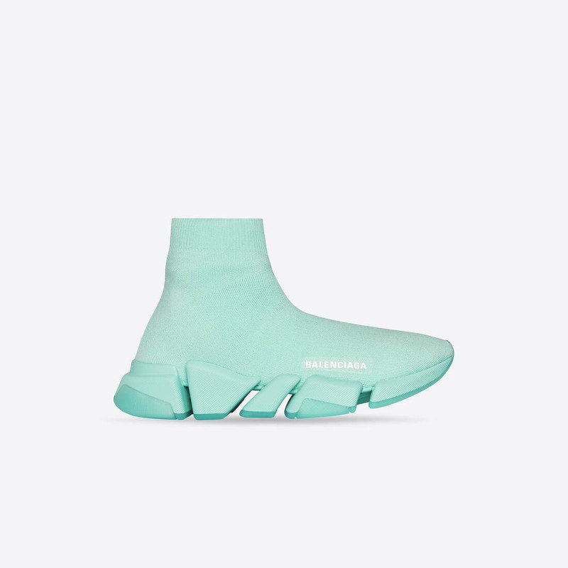Women's Speed 2.0 Recycled Knit Sneaker With Transparent Sole in Green - 1