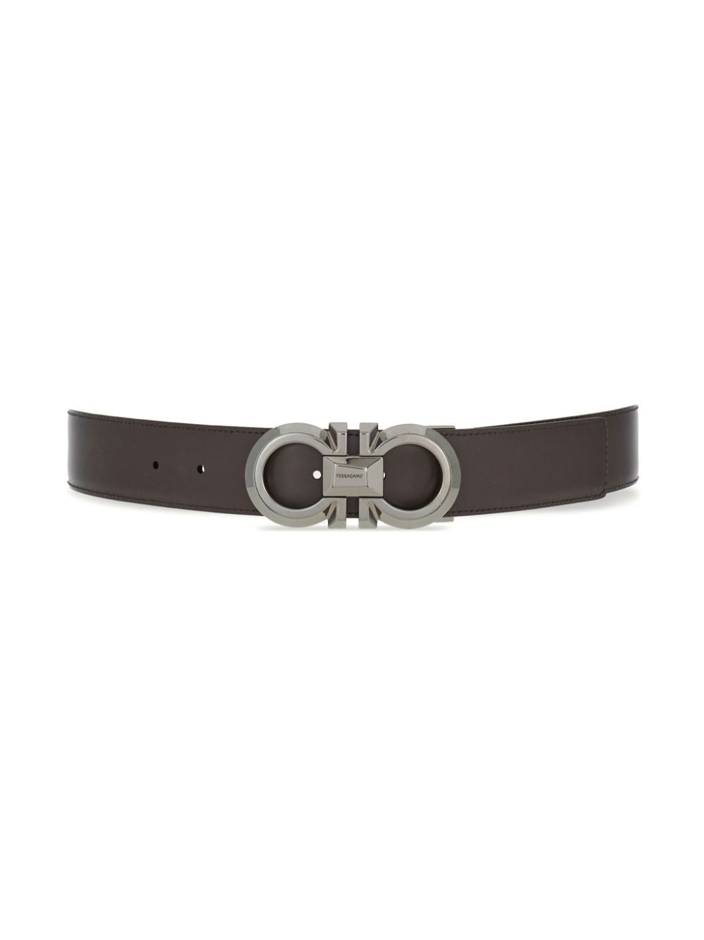 logo-engraved buckle reversible leather belt - 3