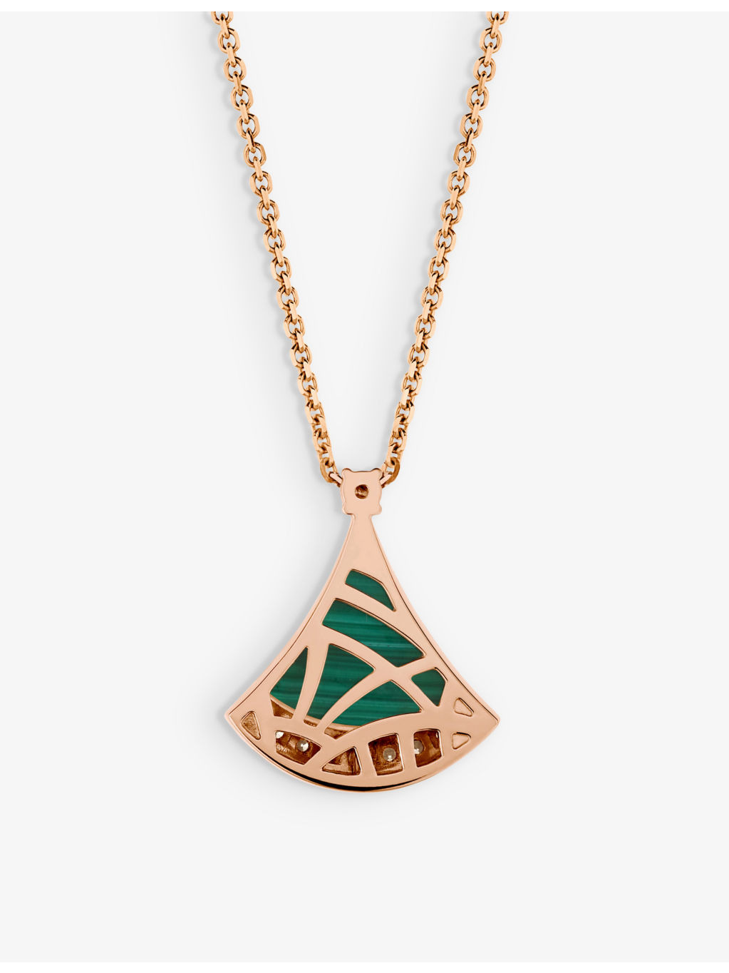 Divas' Dream 18ct rose-gold, 0.13ct brilliant-cut diamond and malachite pendant necklace - 3