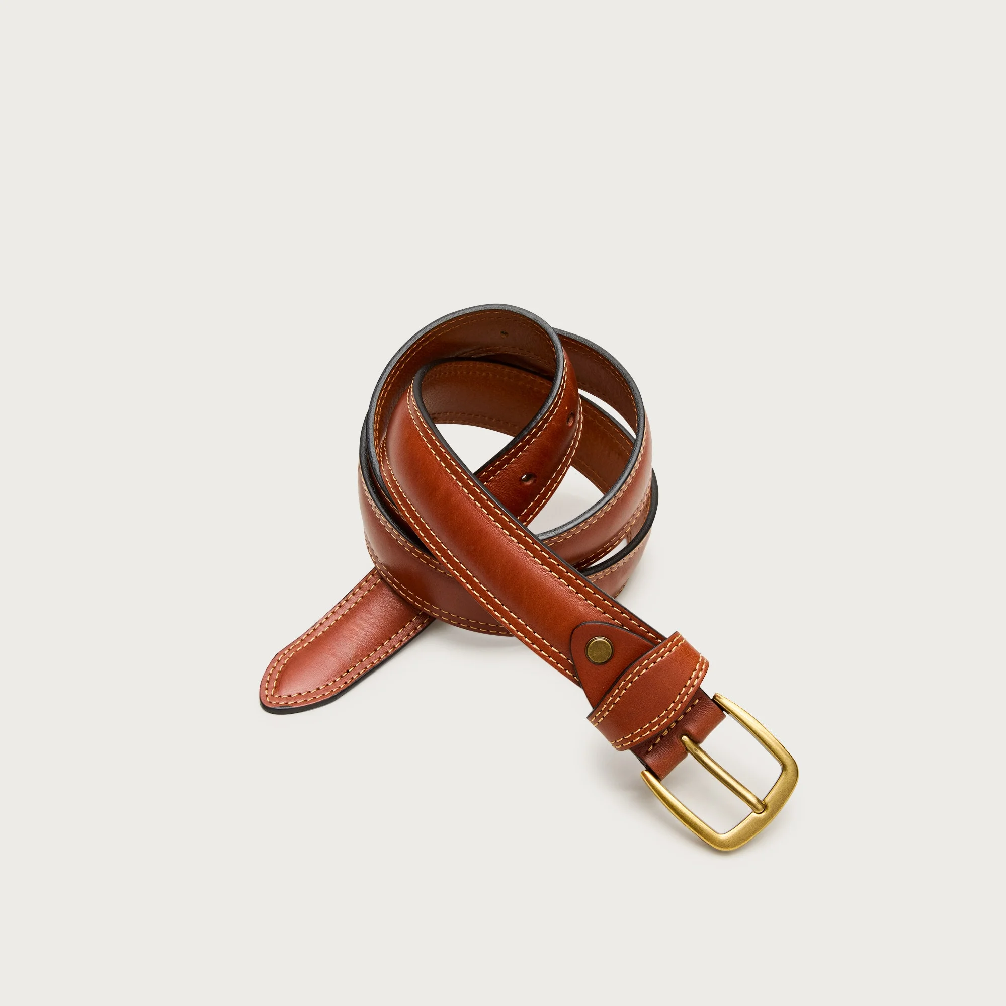 Contrast-stitch belt in leather - 1