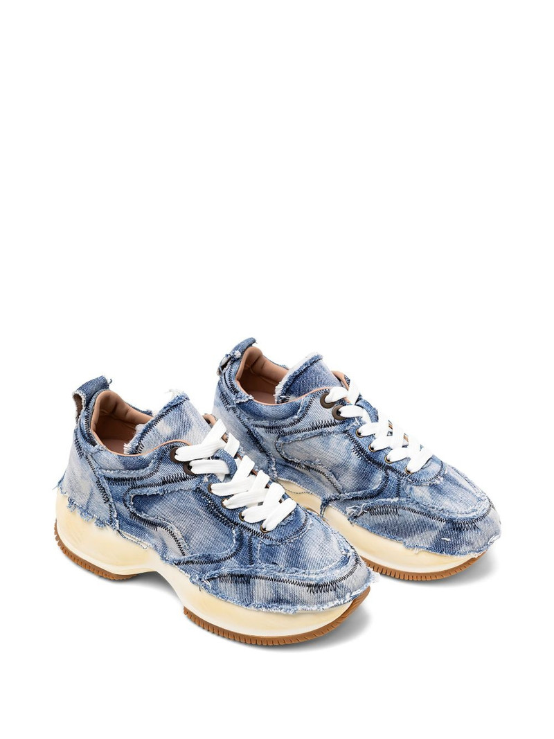 HOGAN frayed denim platform sneakers outlook