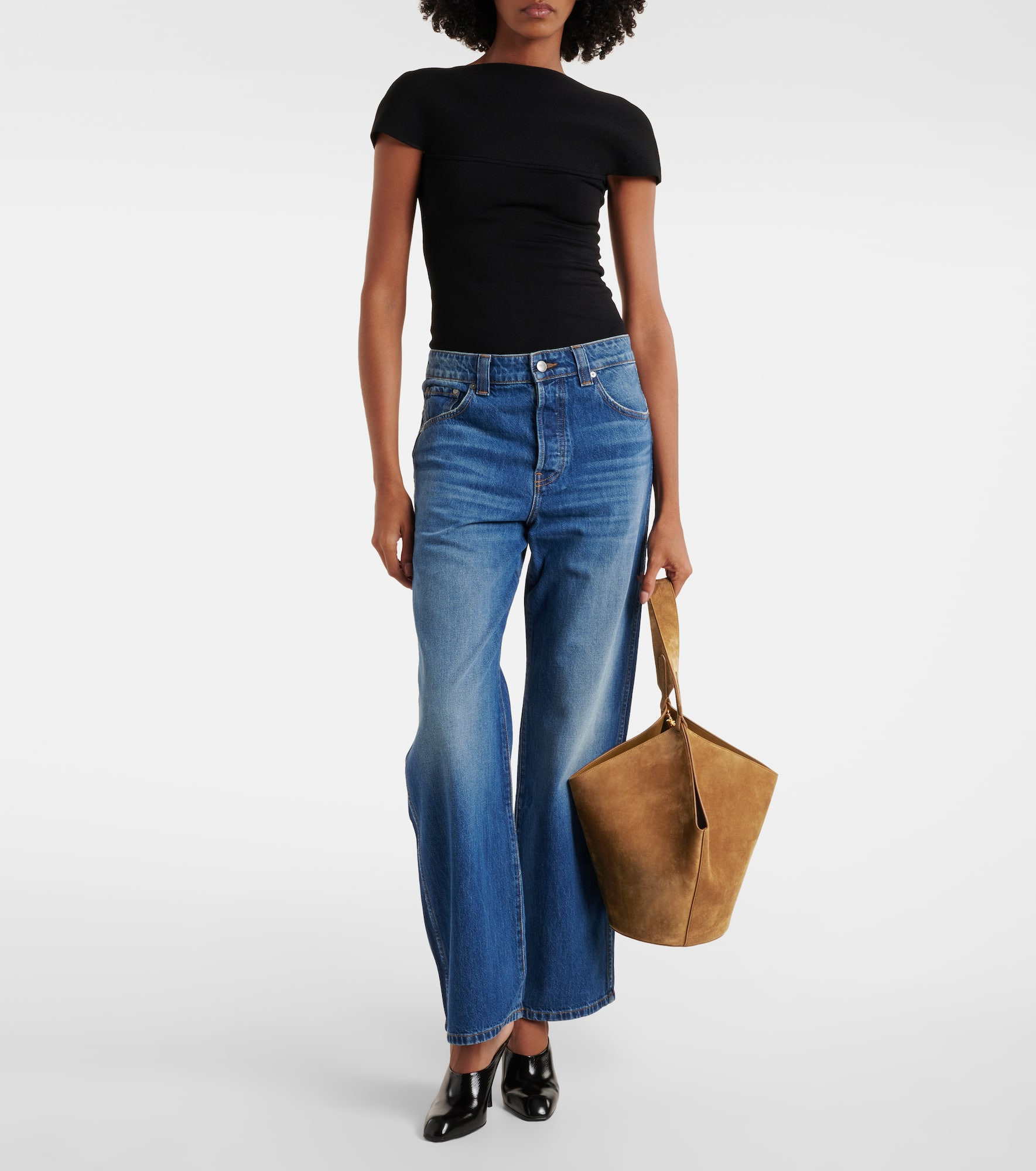 Lotus Small suede tote bag - 5