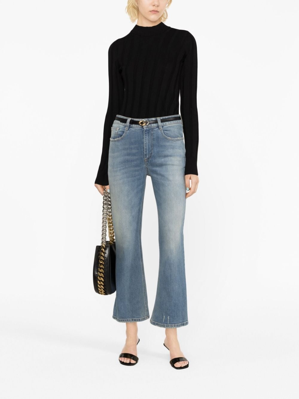 stonewashed bootcut jeans - 2