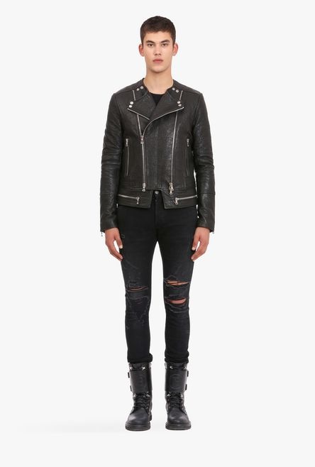Leather biker jacket - 4
