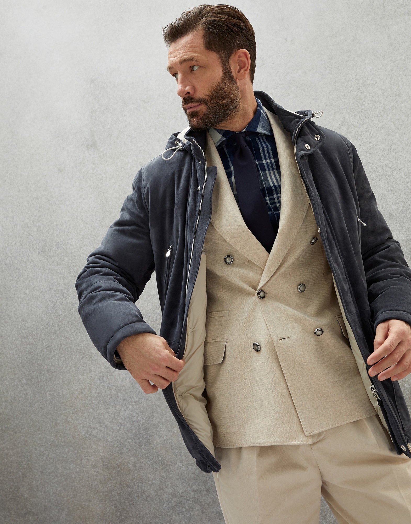 Suede parka with Thermore® padding and detachable hood - 4