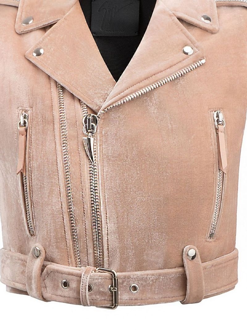 Amelia Crystal cropped biker jacket - 4