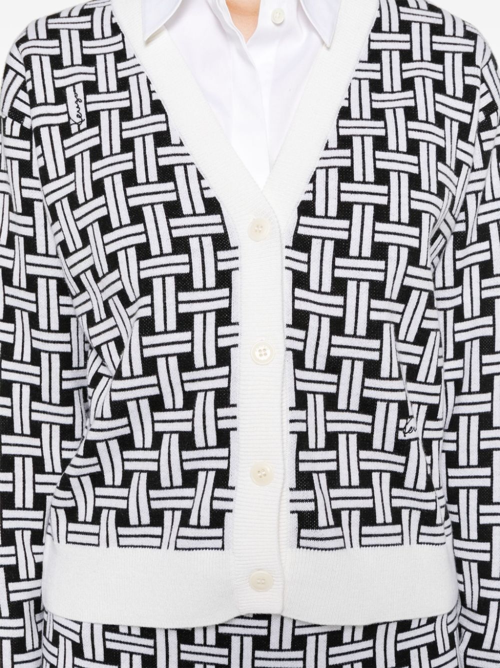 patterned-jacquard cardigan - 5