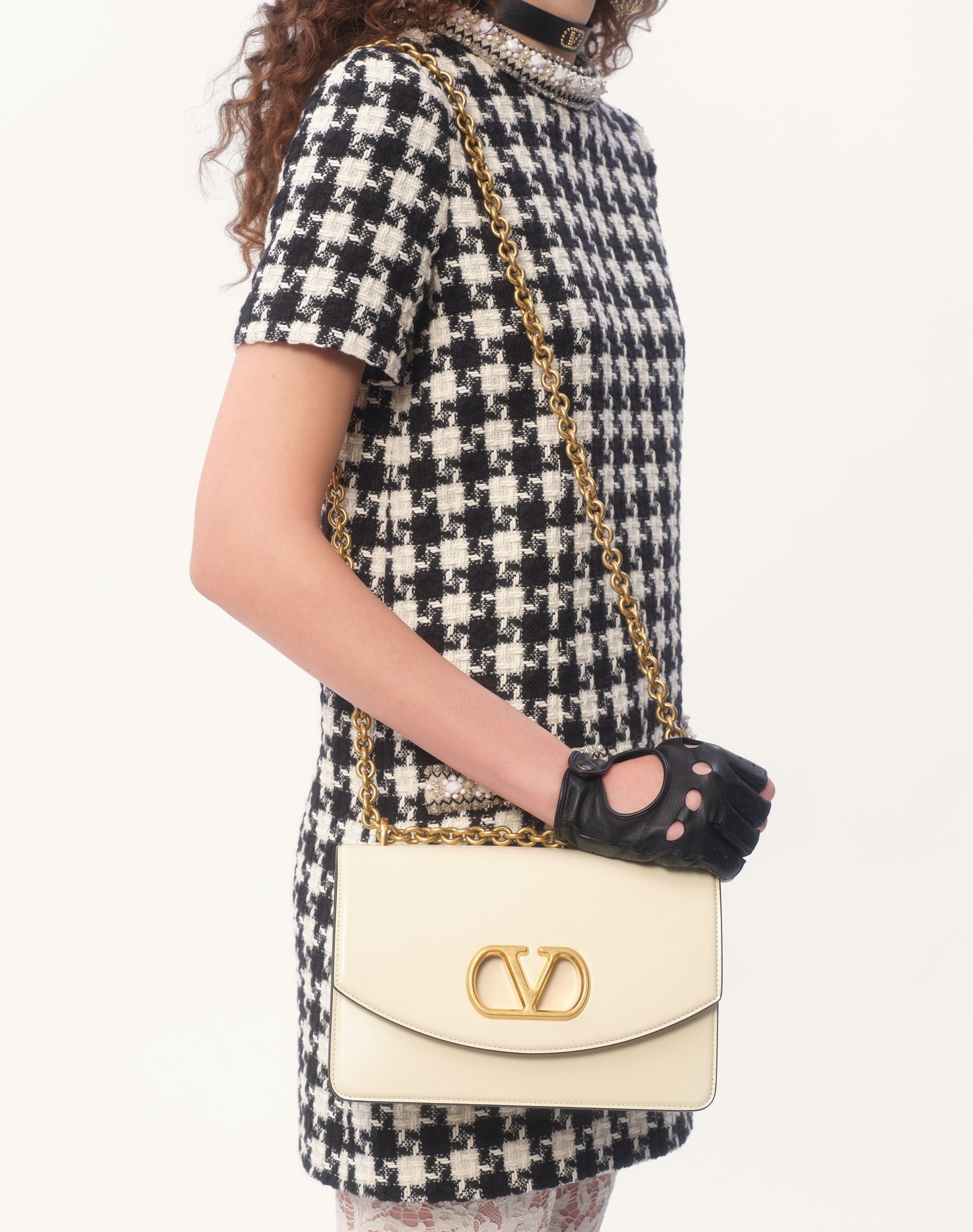 EMBROIDERED DAMIER LIGHT TWEED SHORT DRESS - 3
