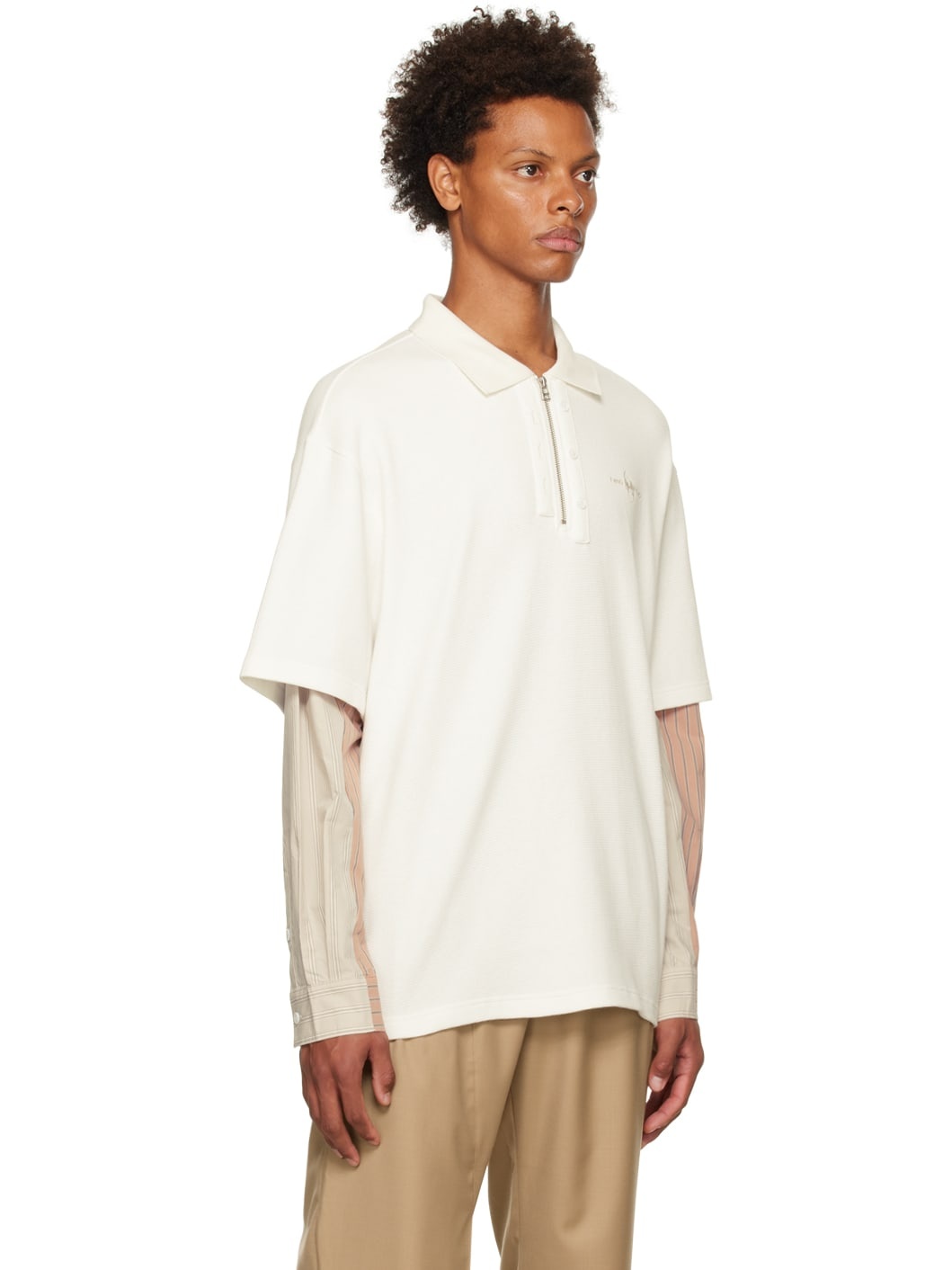 White Paneled Polo - 2