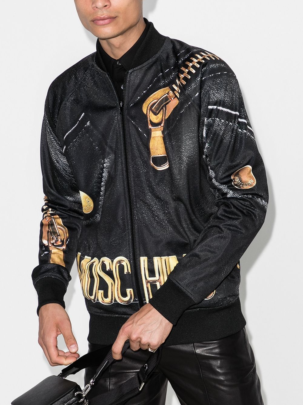 logo and zip print bomber jacket - 2