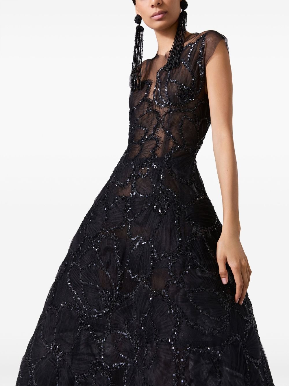 embroidered floral gown - 4