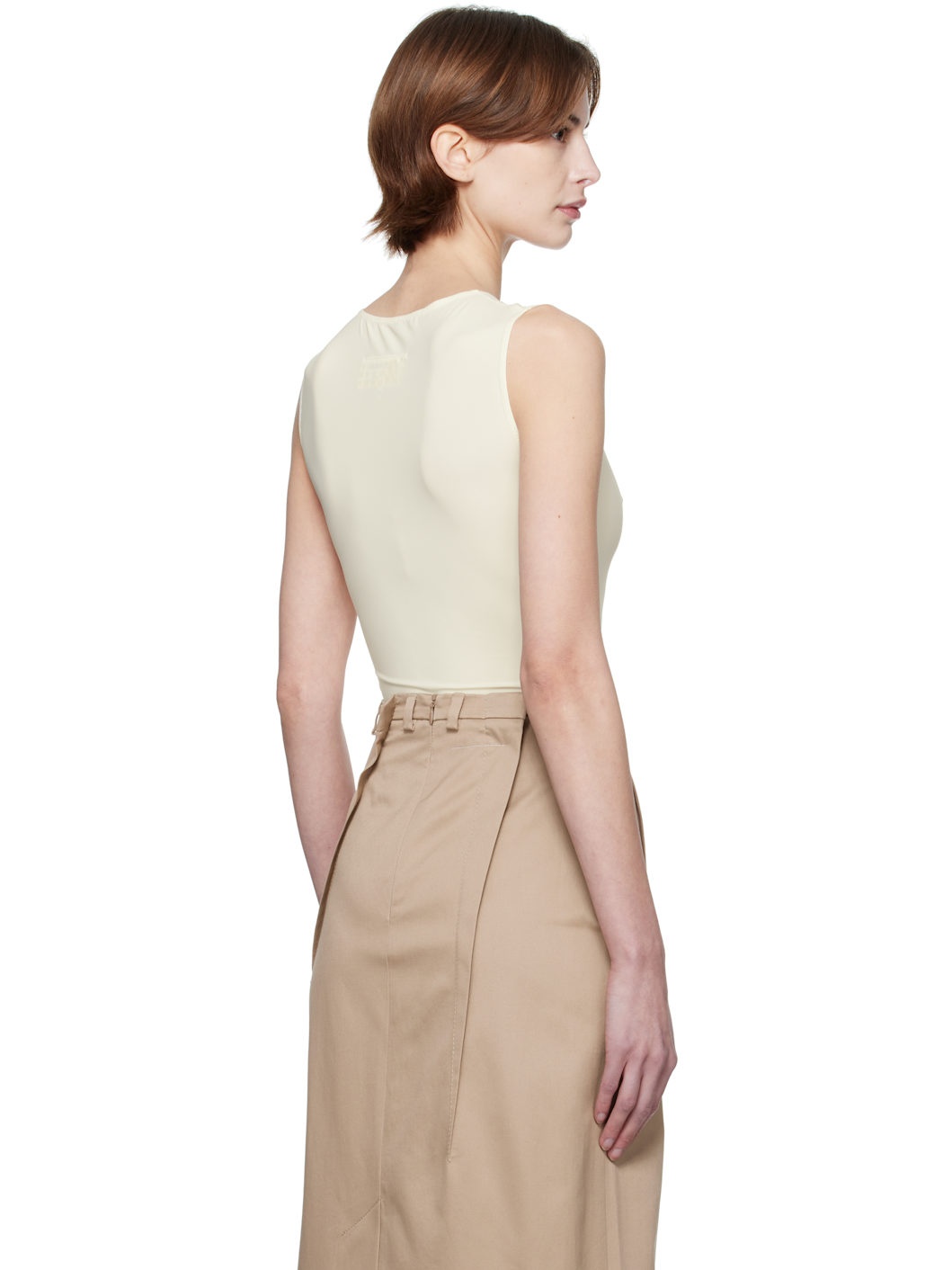 Beige Lycra Jersey Bodysuit - 3