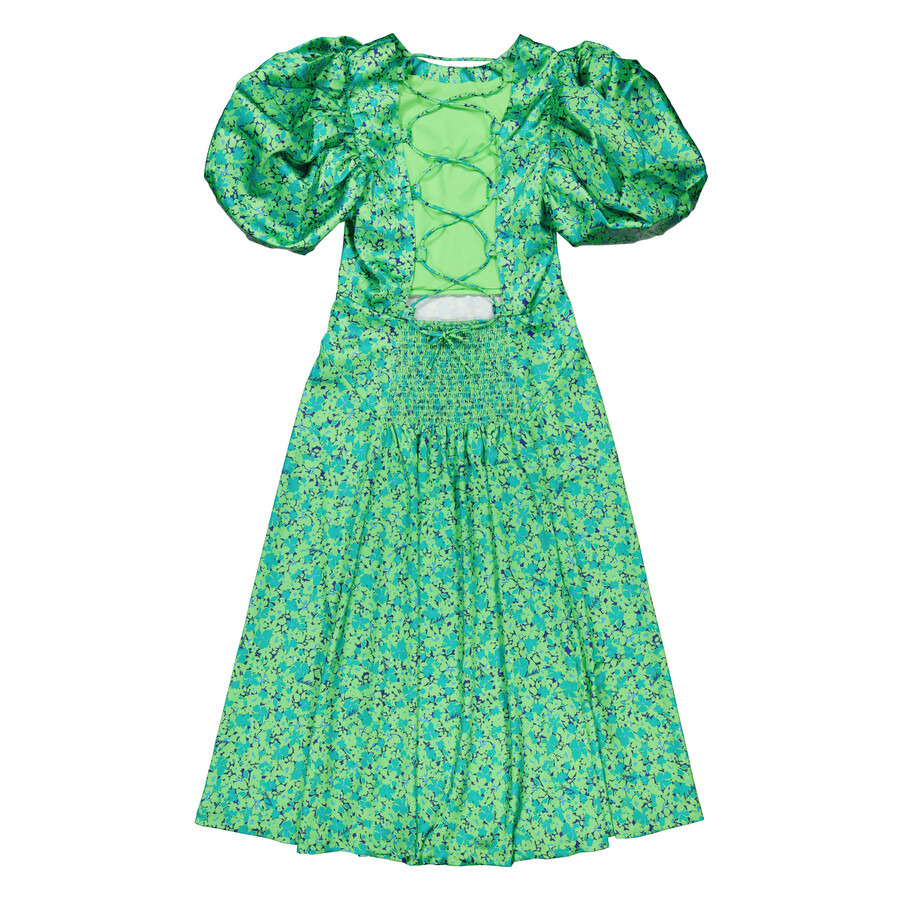 Rotate Midi Dress With Multicolor Floral Print And Puffed Sleeve - 7