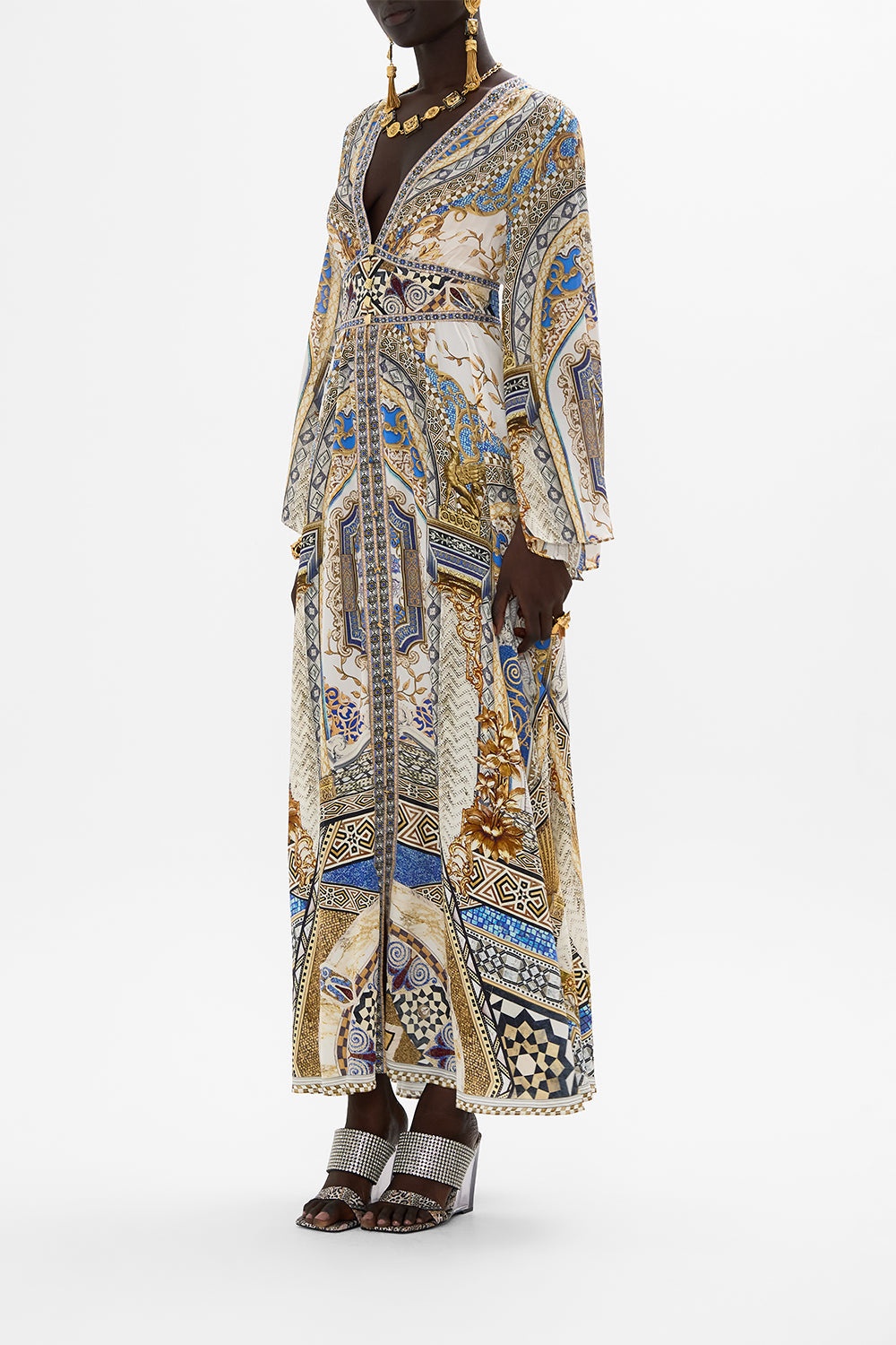 KIMONO SLEEVE DRESS WITH SHIRRING DETAIL - 4
