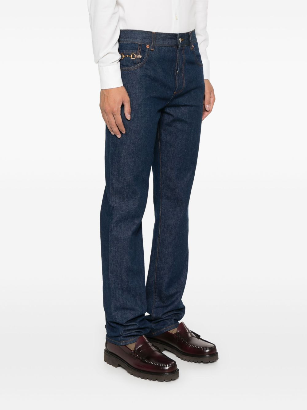 Horsebit straight-leg cuffed jeans - 3