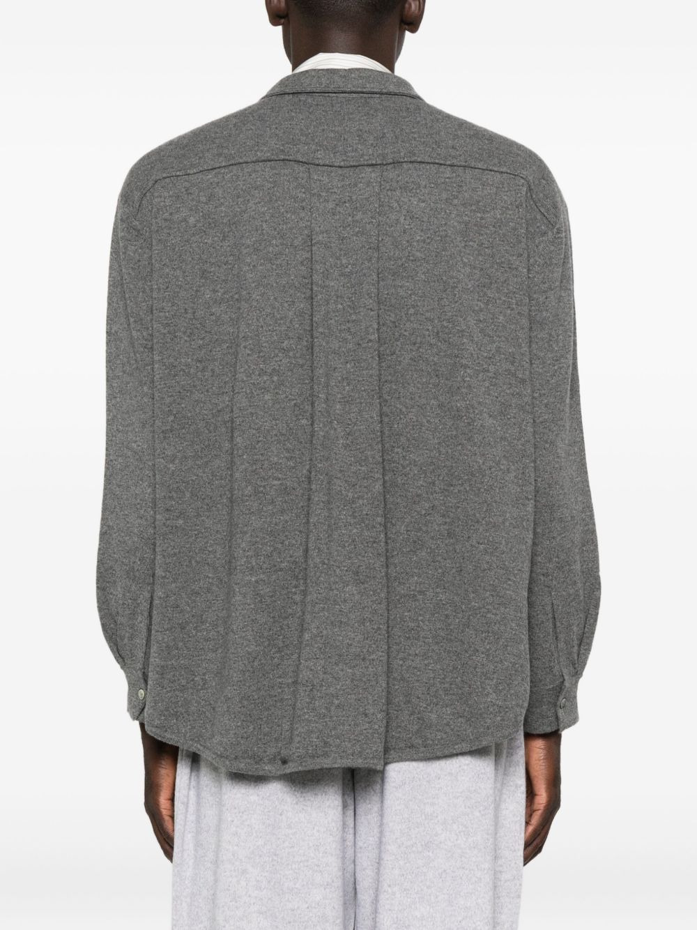 double-pocket cashmere shirt jacket - 4