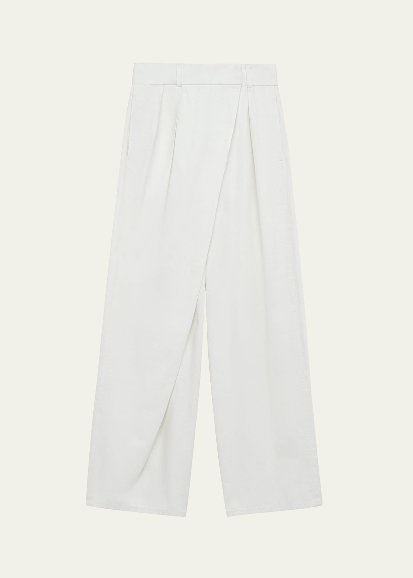 Pleated Wrap Wide-Leg Jeans - 1